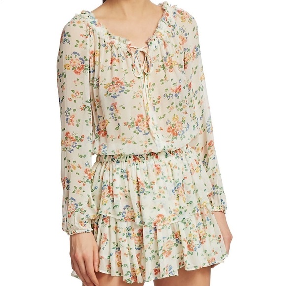 LoveShackFancy Dresses & Skirts - LoveShackFancy Floral Popover Silk Dress